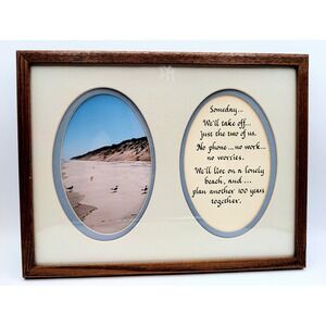 Framed Beach Photo Calligraphy Poem Wall Art